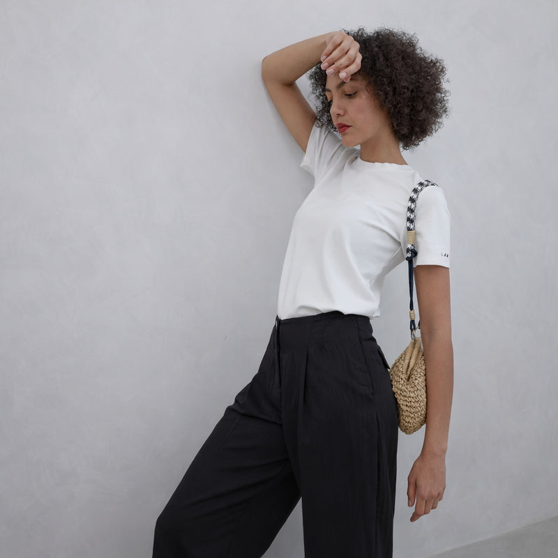 White Viscose T-Shirt With Embroidery