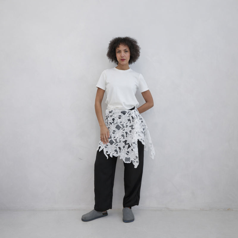 White Viscose T-Shirt With Embroidery