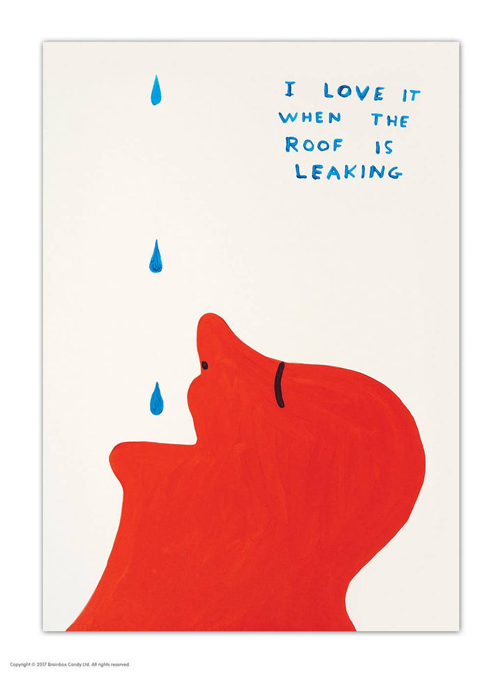 Funny A6 Art Postcard By David Shrigley - Roof Leaking