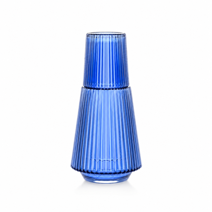 Blue Glass Vase & Glass Water set