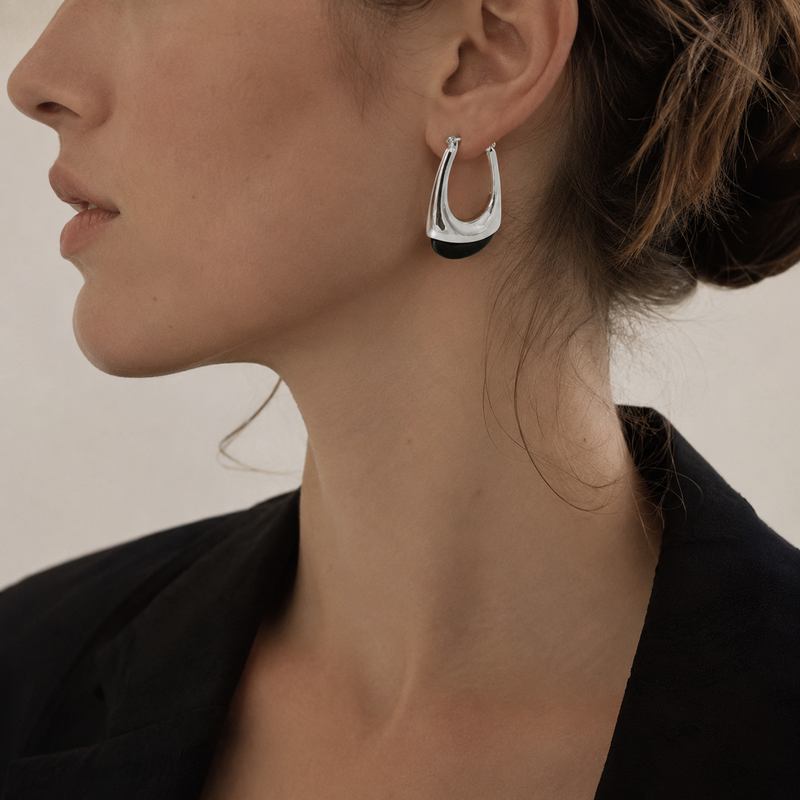 Silver and Black Earrings