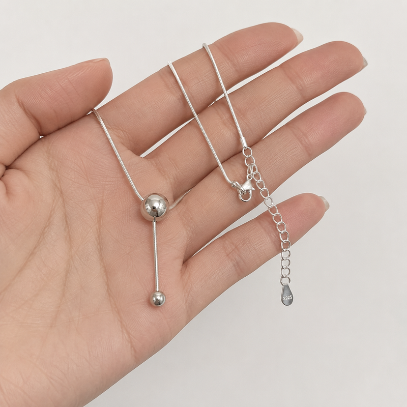 Silver Ball Pendant Necklace