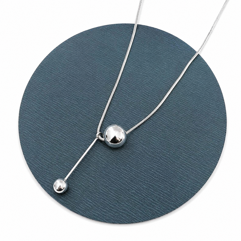 Silver Ball Pendant Necklace