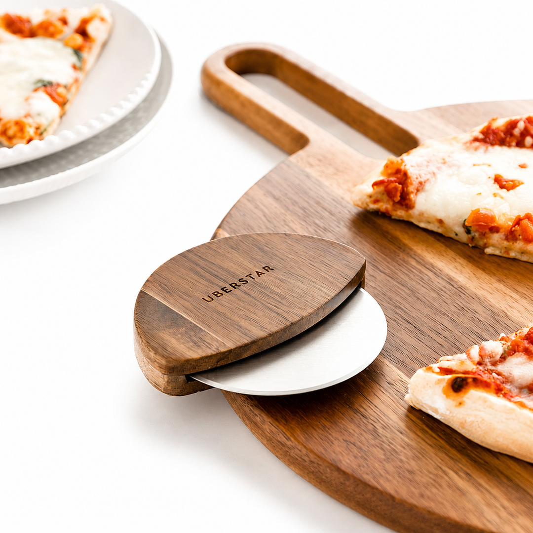 Uberstar Acacia Pizza Wheel Cutter Natural