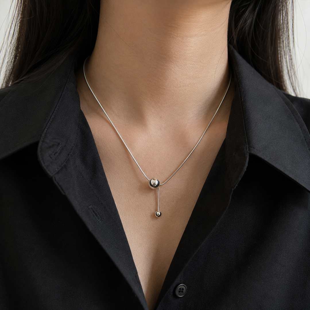 Silver Ball Pendant Necklace