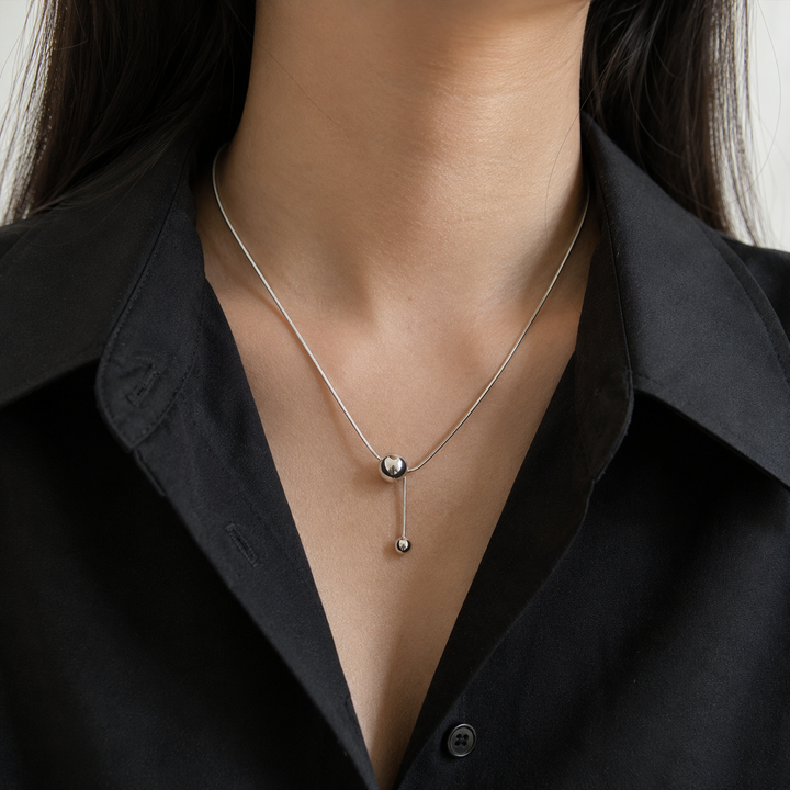 Silver Ball Pendant Necklace
