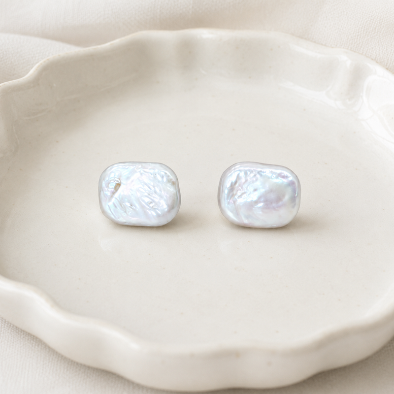 Freshwater Irregular Square Pearl Earrings