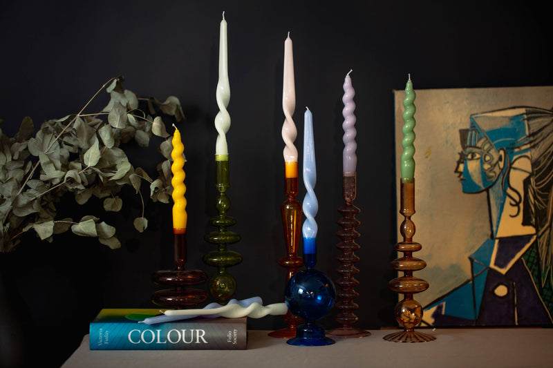 MÆGEN Spiral Taper Candles Three Pack In Sage