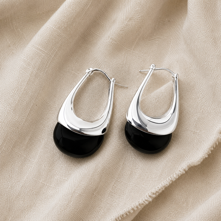Silver and Black Earrings