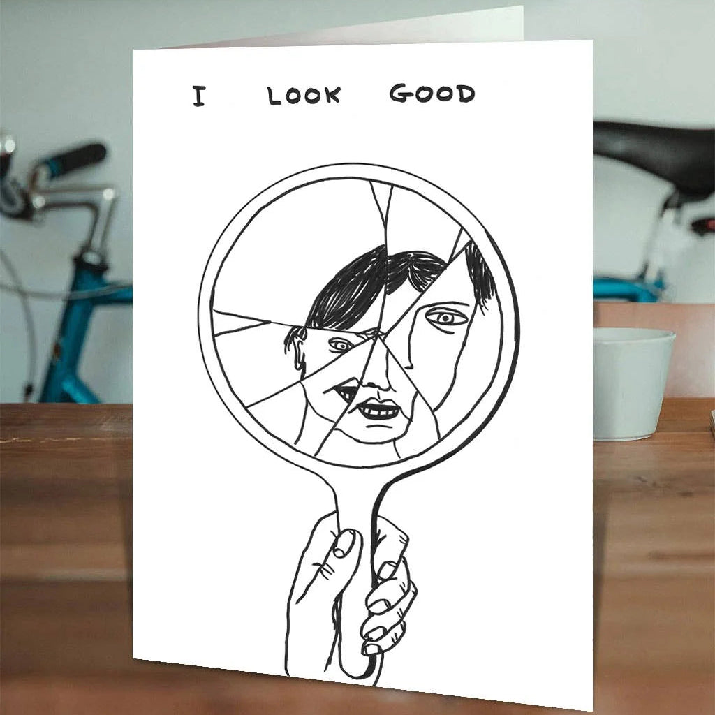 David Shrigley Funny Broken Mirror Greetings Card