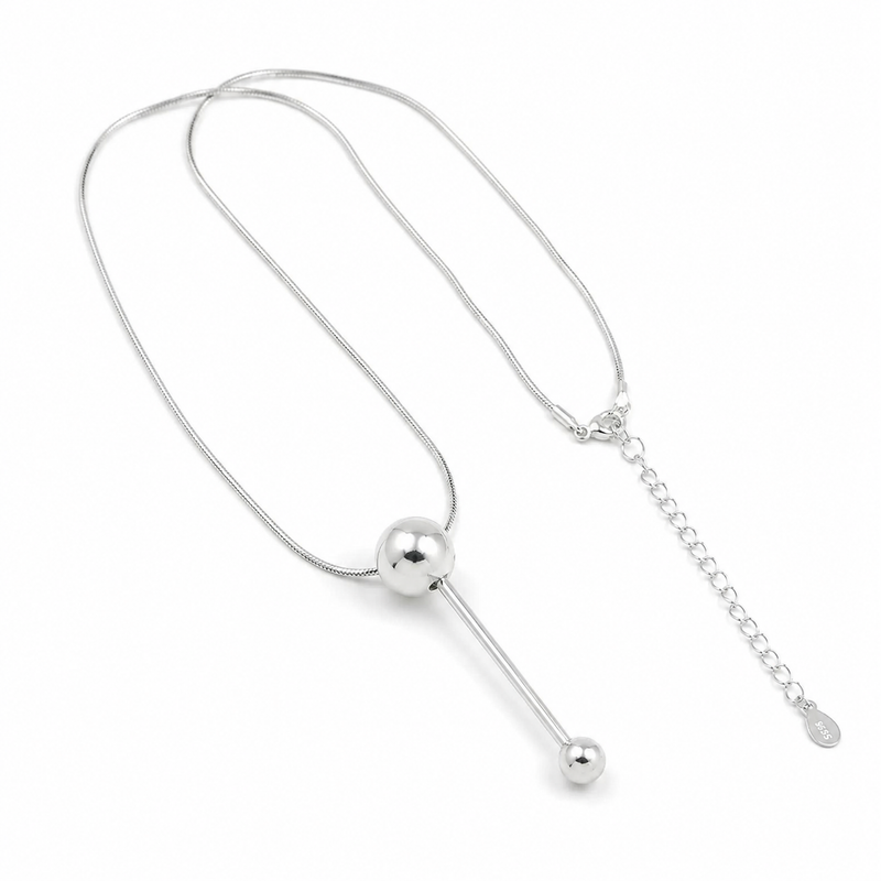 Silver Ball Pendant Necklace