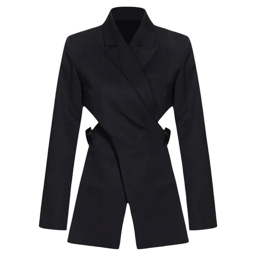 Reworked black blazer with wrap detail and cut out back