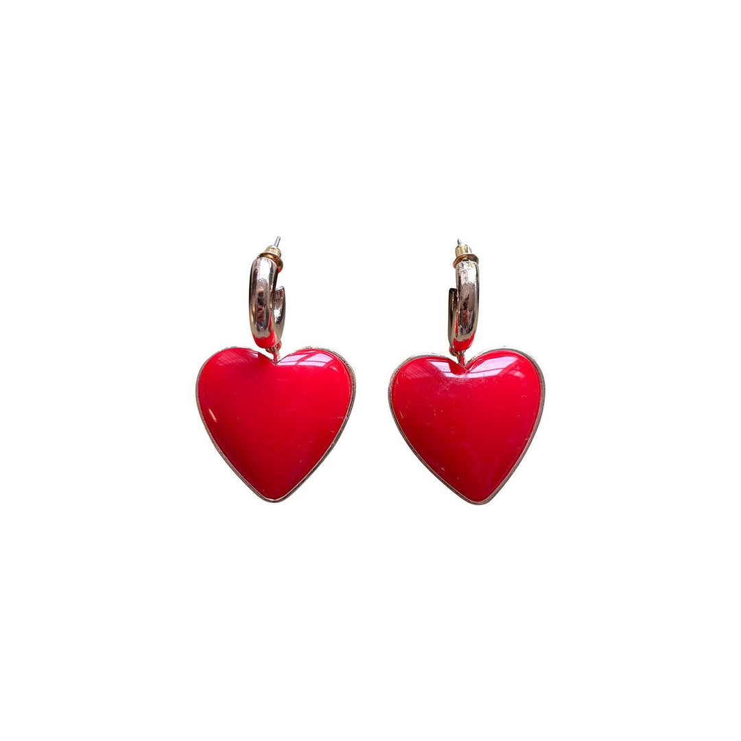 Red heart chandelier earrings