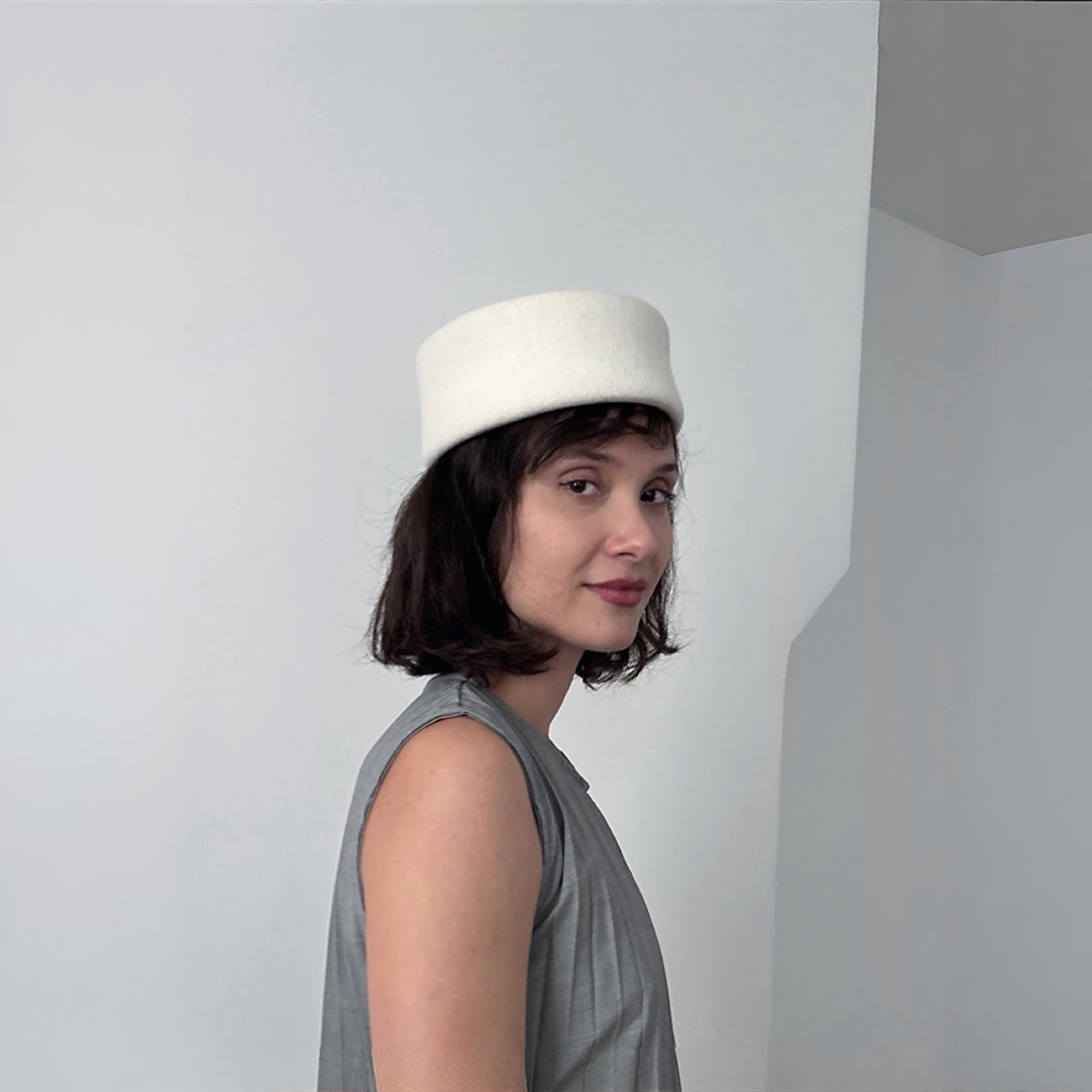 White Wool Pillbox Hat