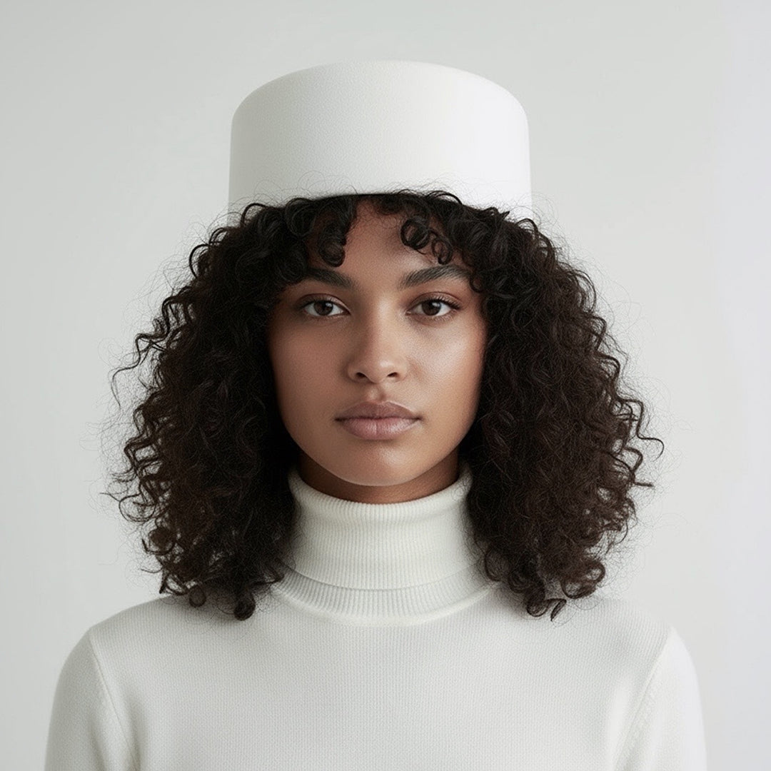 White Wool Pillbox Hat