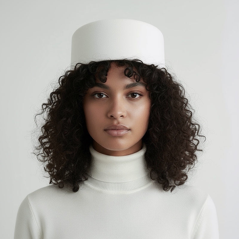 White Wool Pillbox Hat