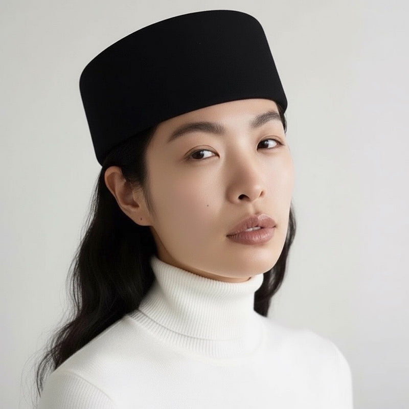 Black Wool Pillbox Hat