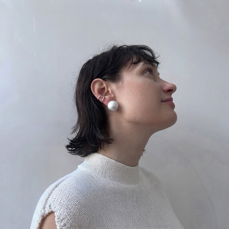 Brushed Round Silver Stud Earrings