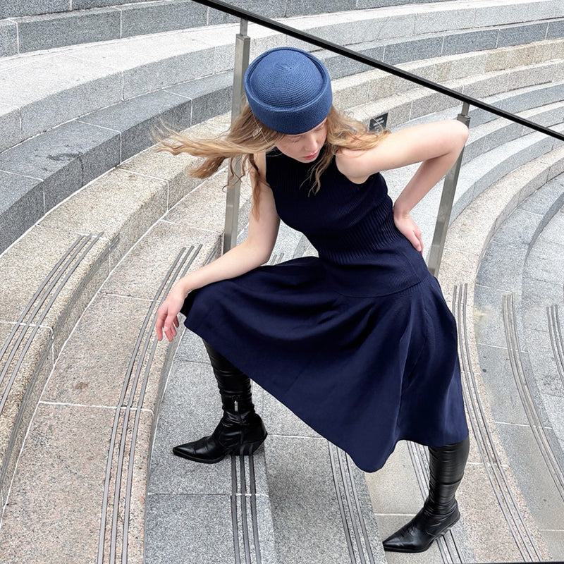 Navy Knitted Top And Skirt Co-Ordinates Set