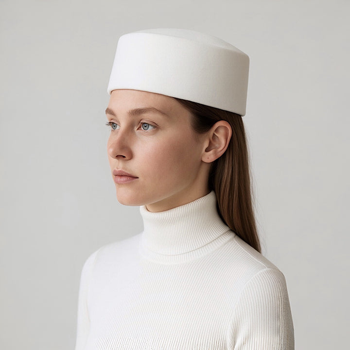 White Wool Pillbox Hat