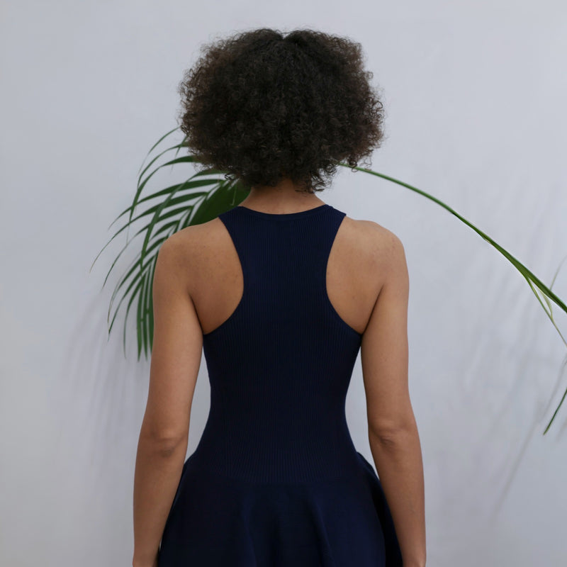 Navy Knitted Maxi Dress