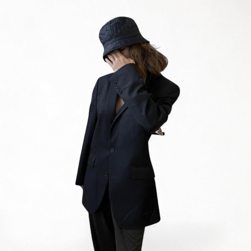 Reworked Blazer With White Pleated Back Appliqué