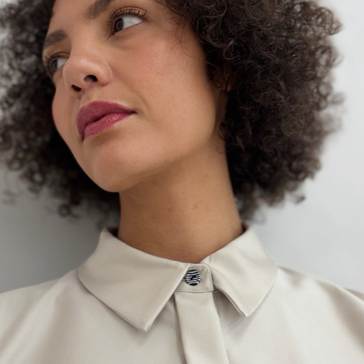 Beige Bias Lantern Oversize Shirt