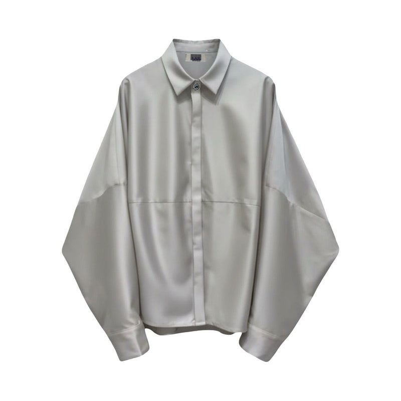 Beige Bias Lantern Oversize Shirt