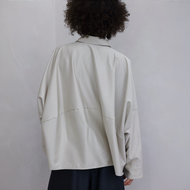 Beige Bias Lantern Oversize Shirt