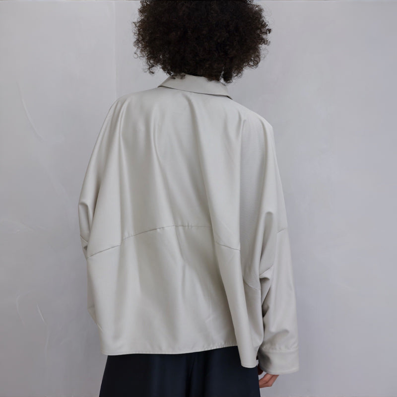 Beige Bias Lantern Oversize Shirt