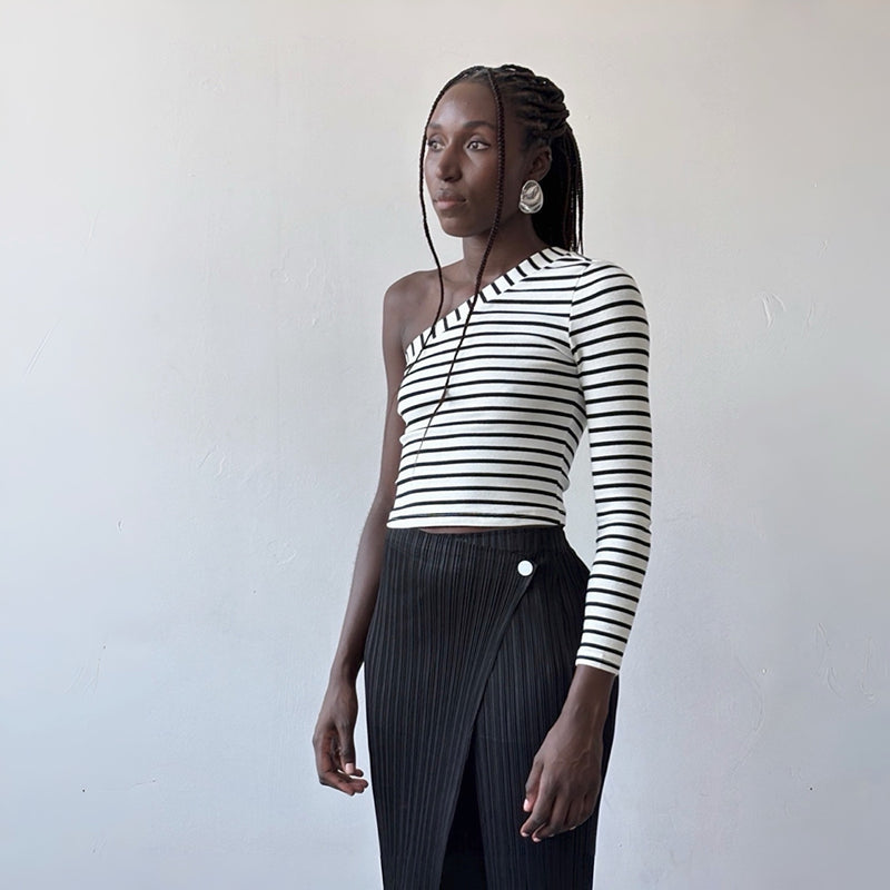 Black Accordion Pleated Trousers With Wrap Detail