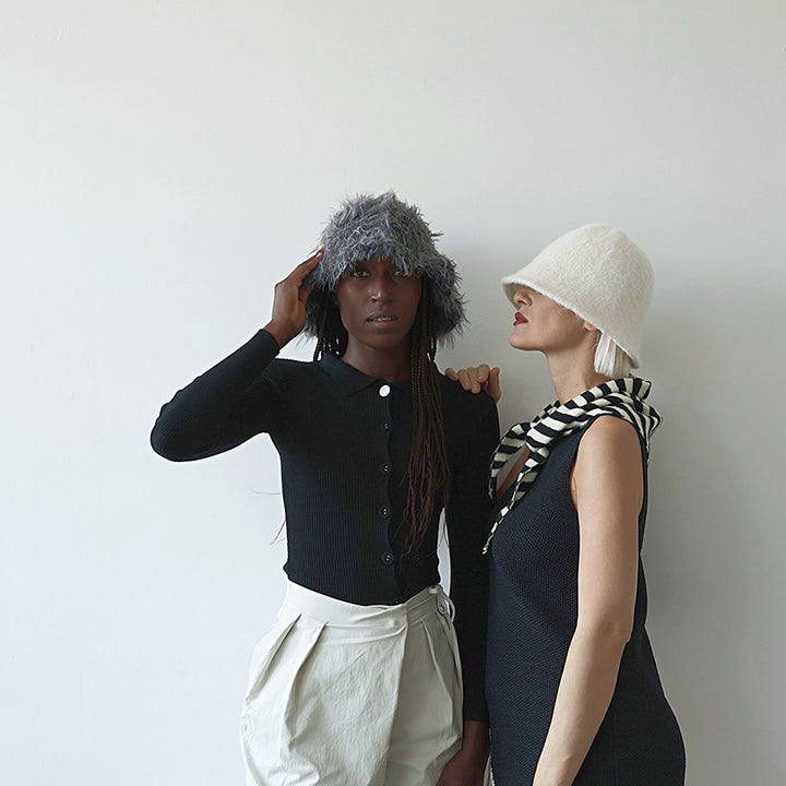 Black rib knit shirt top with button details