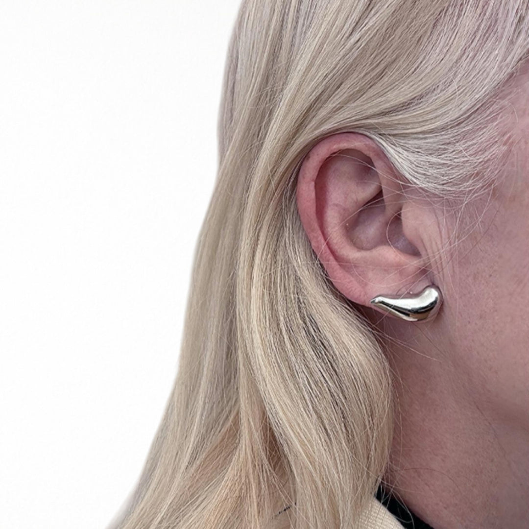 Silver earlobe cuff earrings