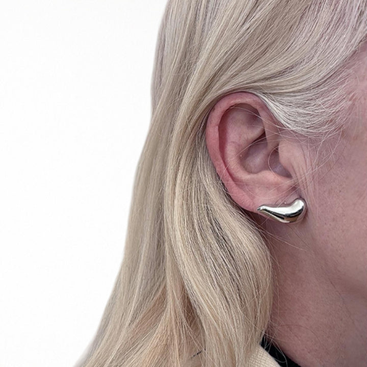 Silver earlobe cuff earrings