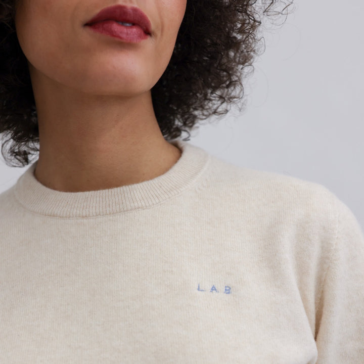 Beige Mohair Classic Fit Jumper With Embroidery