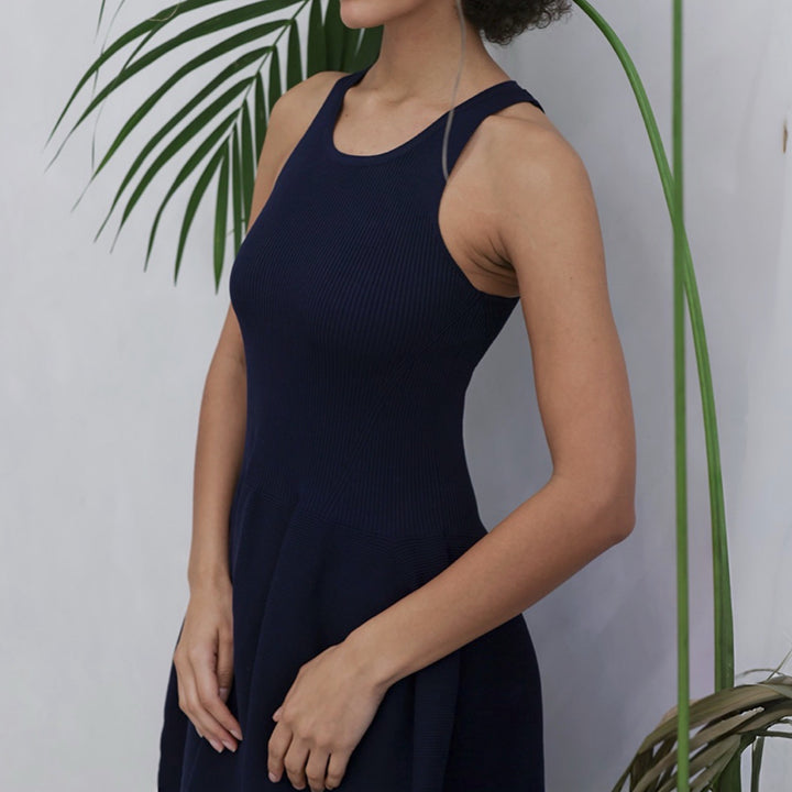 Navy Knitted Maxi Dress