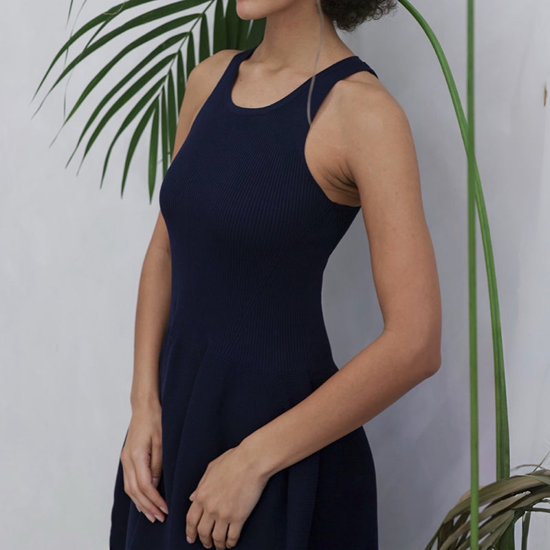 Navy Knitted Maxi Dress