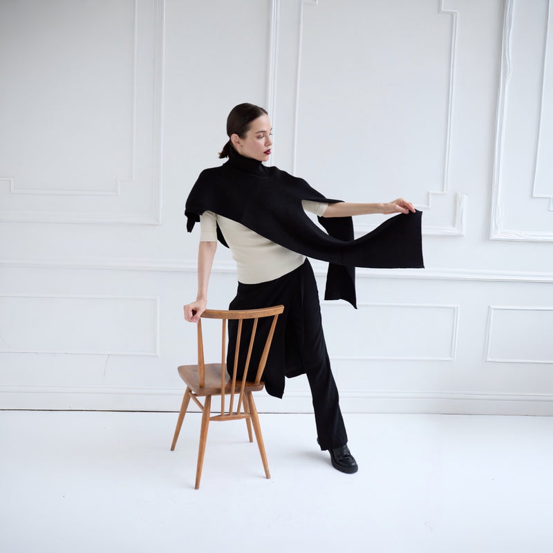 Black Knit Turtleneck Shawl