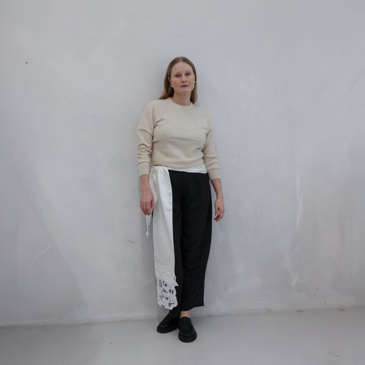 Beige Mohair Classic Fit Jumper With Embroidery