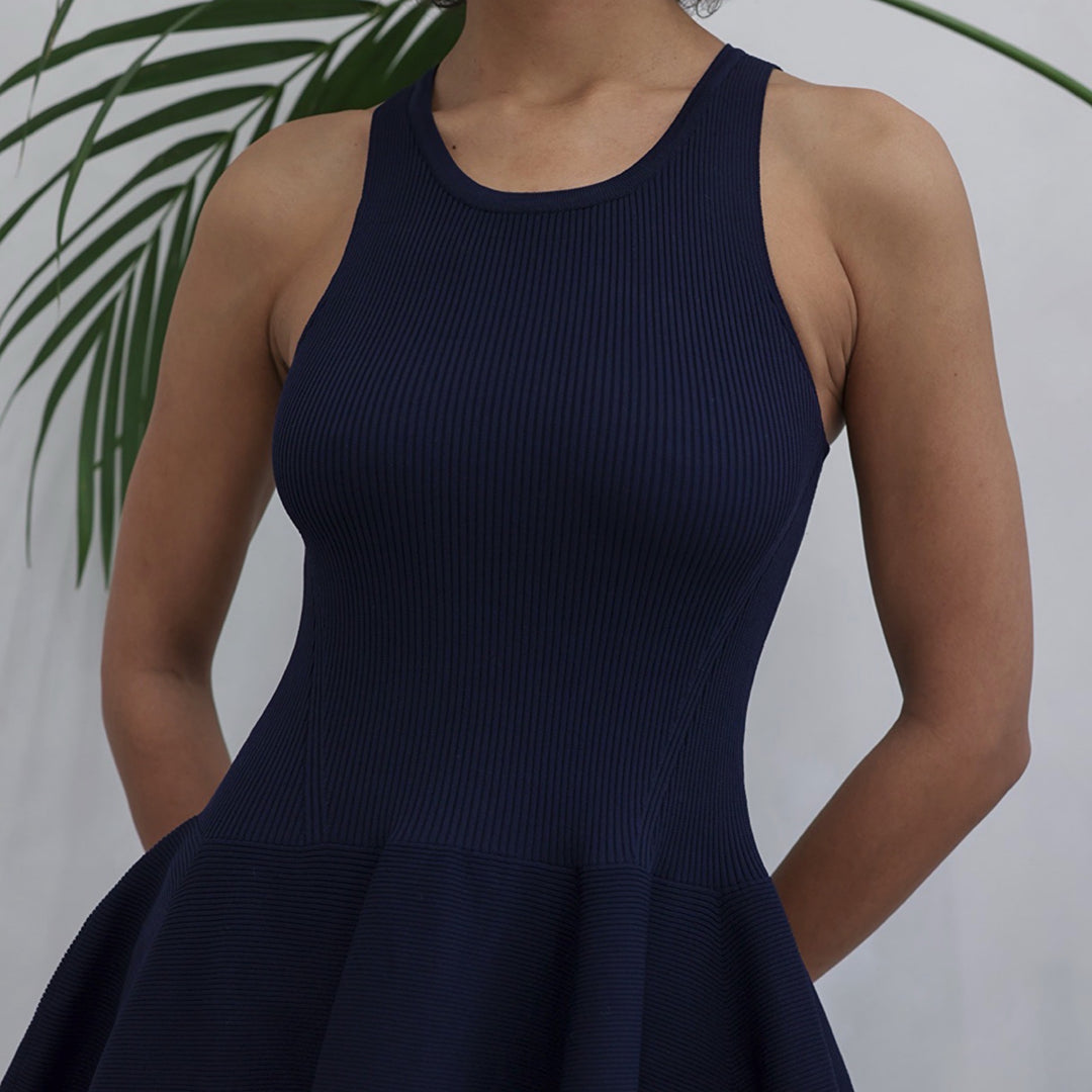 Navy Knitted Maxi Dress