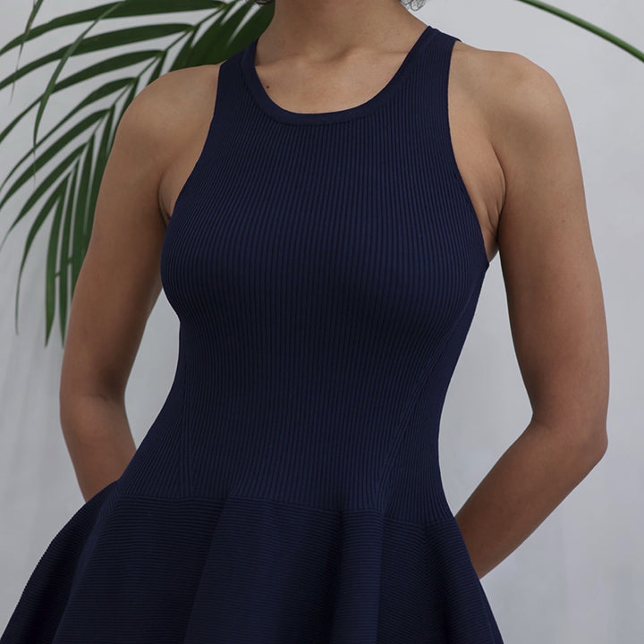 Navy Knitted Maxi Dress
