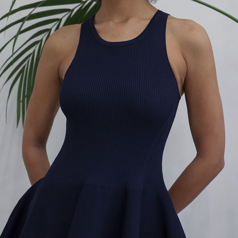 Navy Knitted Maxi Dress