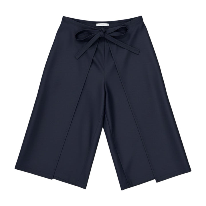 Navy Wool Wrap Culottes Trousers