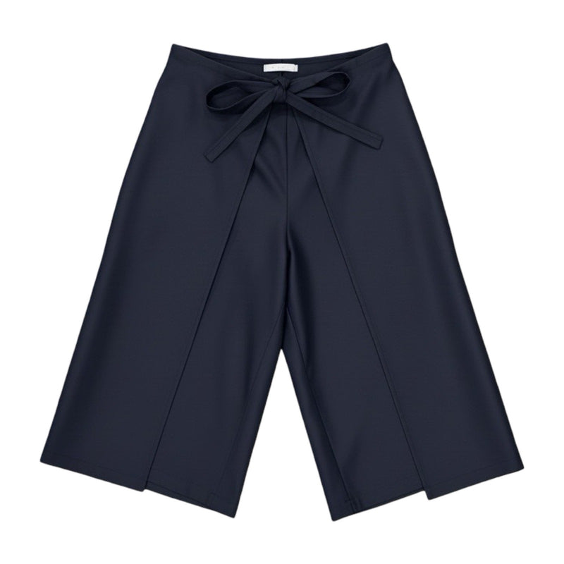 Navy Wool Wrap Culottes Trousers