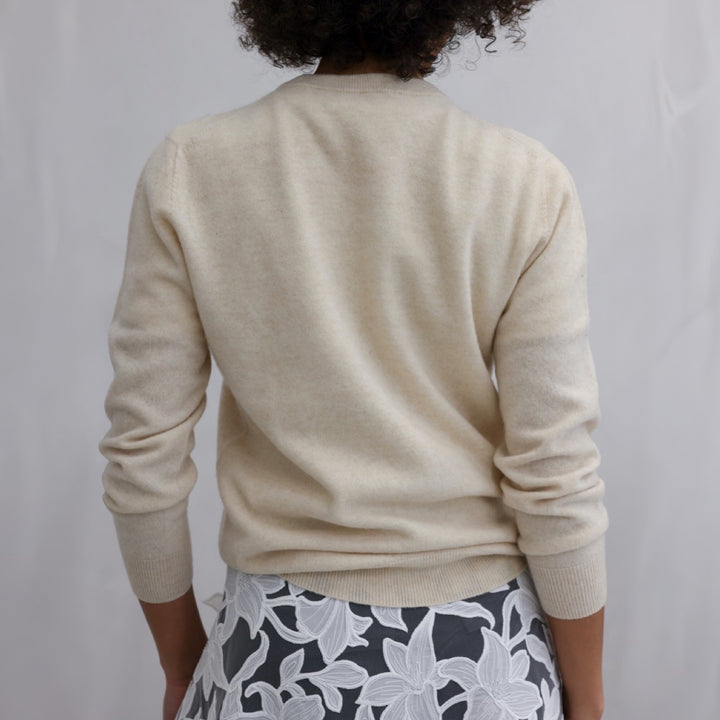 Beige Mohair Classic Fit Jumper With Embroidery