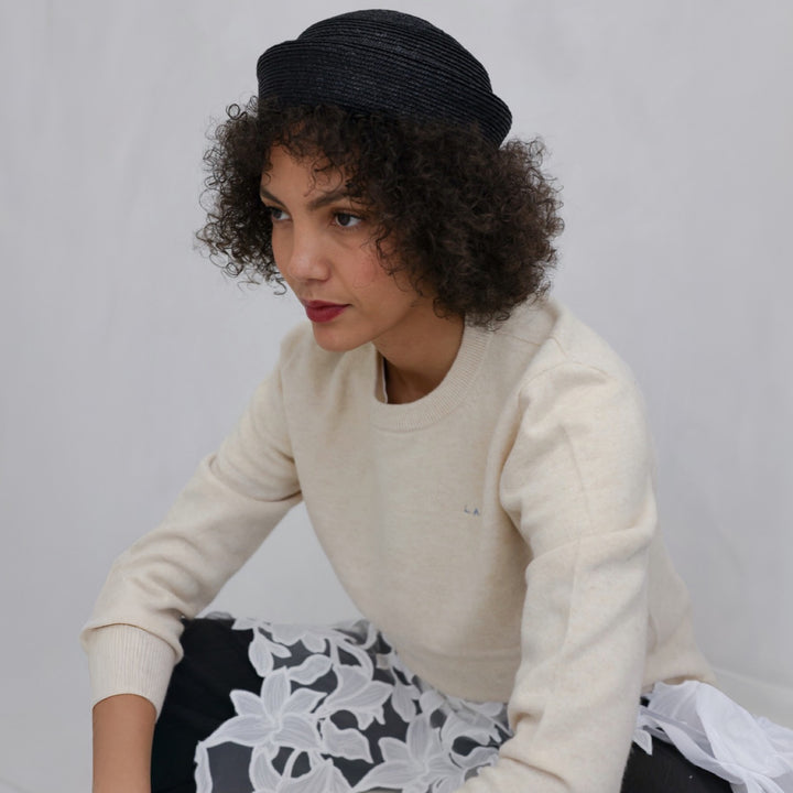 Beige Mohair Classic Fit Jumper With Embroidery