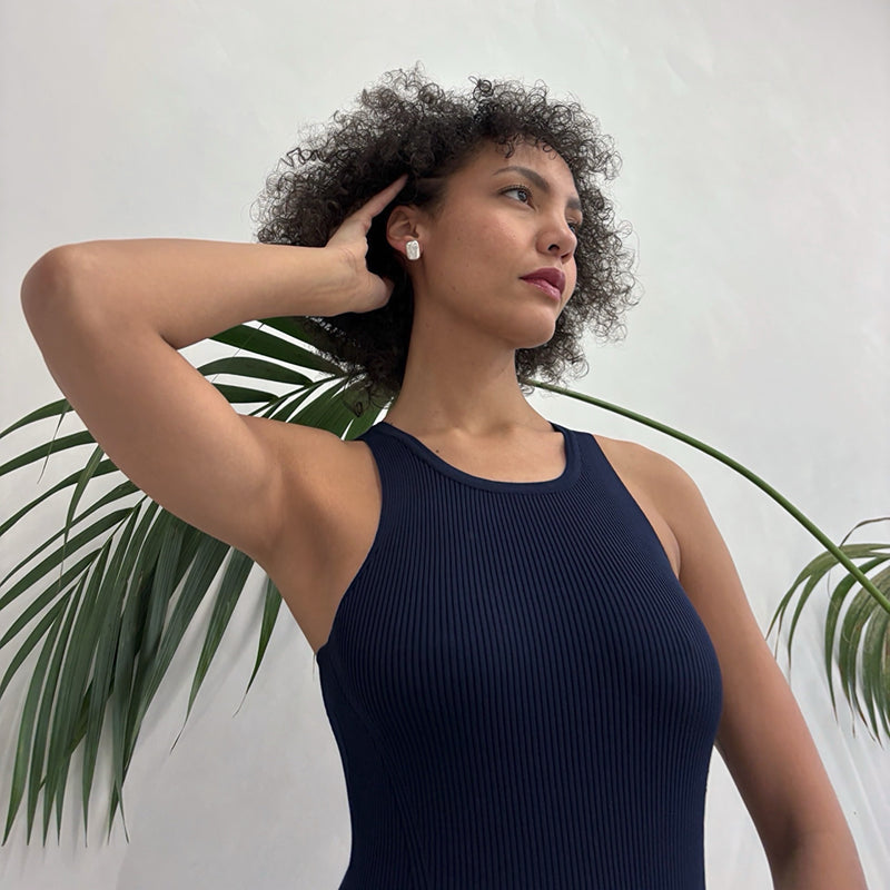Navy Knitted Maxi Dress