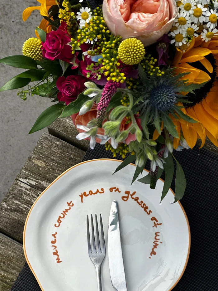 MÆGEN Statement Plate 'Never Count Years Or Glasses Of Wine'