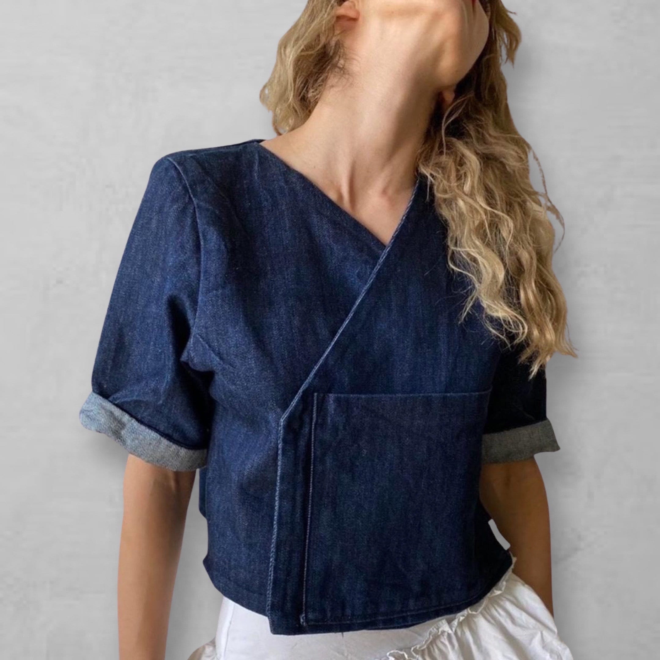 Wrap hot sale denim jacket